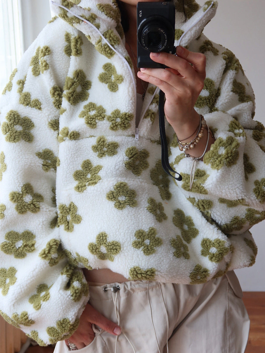 Laaxiv™ „BloomHaven“ Fleecepullover mit Blumenmuster