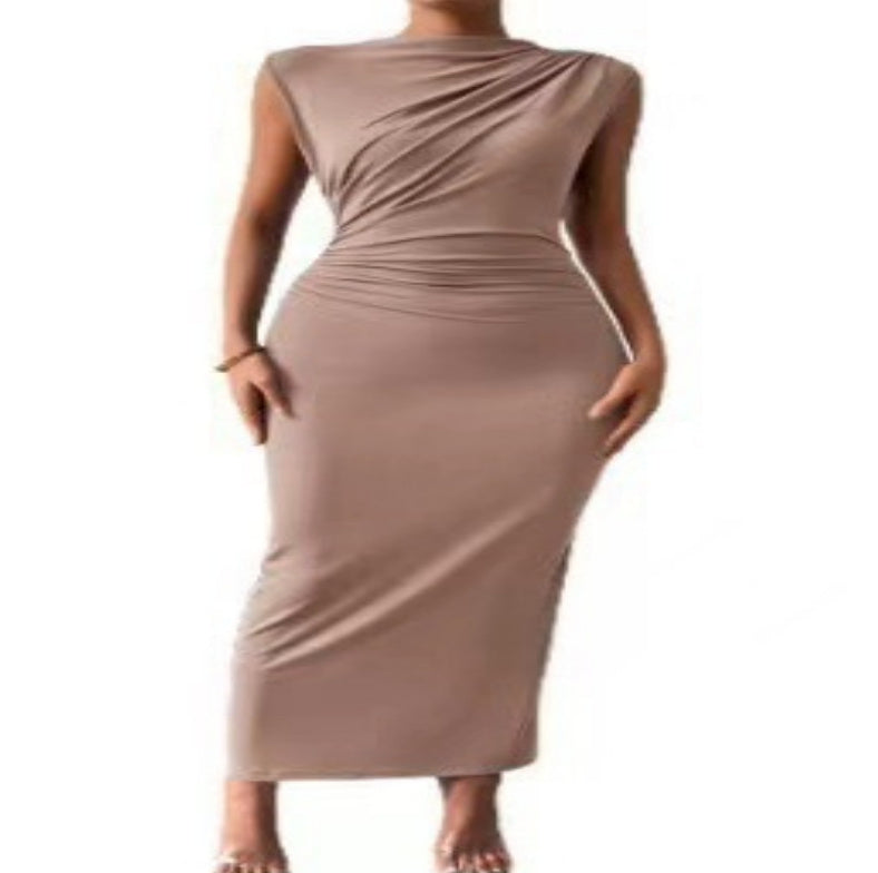 Laaxiv™ „GraceLine“ Maxikleid mit Falten und Schlitz